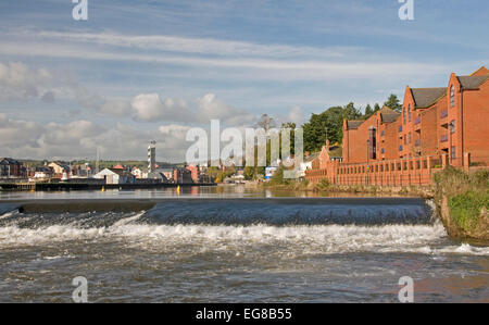 Der Fluss Exe beim Karottenhosenträger Wehr, Exeter Stockfoto