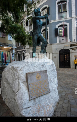 Statue von Gibraltar Soldat in Gibraltar, Europa. Stockfoto