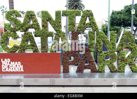 Florale Zeichen im Santa Catalina Park, Las Palmas de Gran Canaria, Spanien Stockfoto