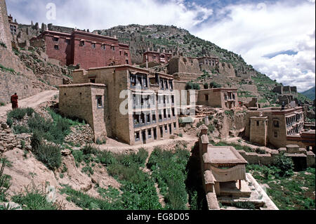 Ruinen des Kloster Ganden zerstört durch die Roten Garden im Jahr 1966, Tibet Autonomous Region, China Stockfoto