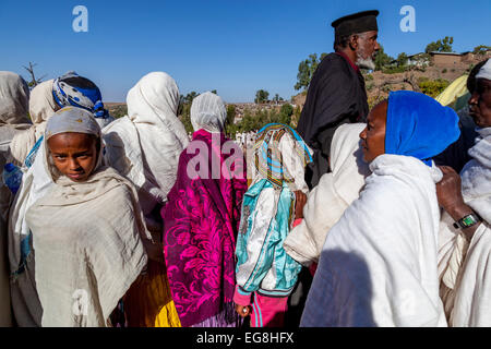Christian Pilger In Lalibela zur Weihnachtszeit, Äthiopien Stockfoto