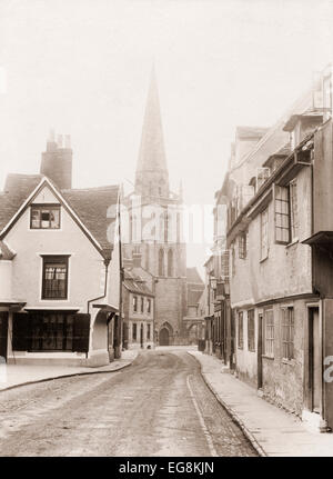 St. Helena Kirche (zweite breiteste in Großbritannien) von Osten St. Helen Street, Abingdon, Oxfordshire, England, UK, um 1900 Stockfoto