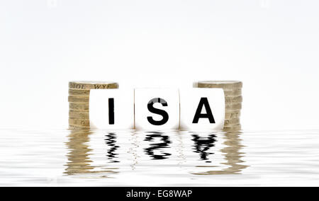 Bares Geld erstellt ISA versinken in einen Pool von Digital Wasser Stockfoto