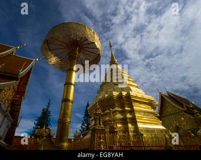 Goldene Stuppa am Tempel Doi Suthep, Chiang Mai, Thailand Stockfoto