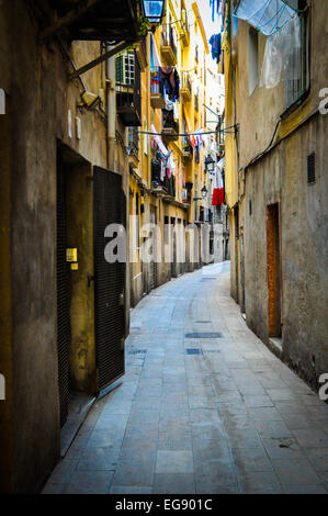 Bunte Gasse in Barcelona Spanien gotische Viertel Stockfoto