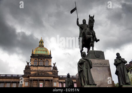 Saint Vaclav Skulptur in Prag, Tschechische Republik Stockfoto