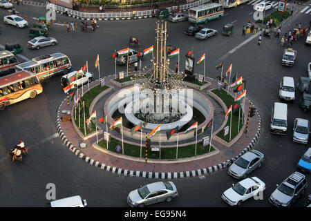September 2011. Dhaka Skyline, SAARC Brunnen, bei Panthapath in Dhaka. Stockfoto