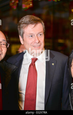 TORONTO, ONTARIO/Kanada - Mittwoch 18. Februar 2015: Toronto Bürgermeister John Tory besucht Chinese New Year Veranstaltungen im Splendid China Mall, Toronto, Kanada. Stockfoto