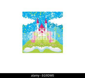 Magische Welt der Märchen, Märchenschloss aus dem Buch erscheinen Stock Vektor