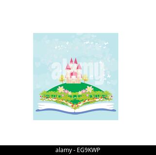Magische Welt der Märchen, Märchenschloss aus dem Buch erscheinen Stock Vektor