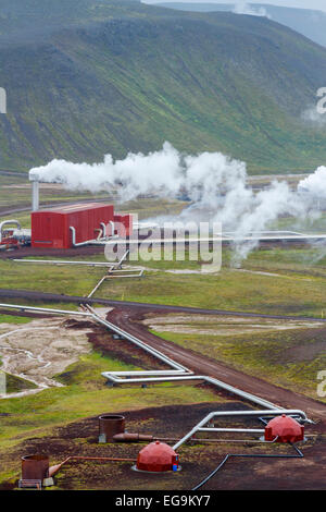 Krafla geothermische Kraftwerk. Island, Europa. Stockfoto
