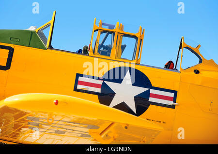 Seitenansicht des Cockpits eine North American T6 Texan, gesehen von der Port-Flügelspitze Stockfoto