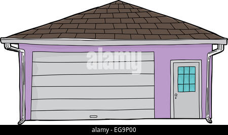 Isolierte handgezeichneten Cartoon Wohn-Garage mit Tür Stockfoto
