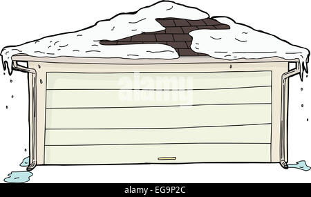 Schmelzender Schnee auf isolierte Einzelgarage Stockfoto