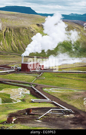 Geothermie-Kraftwerk, Krafla, Myvatn See, Island. Stockfoto