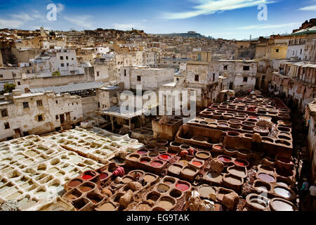 Gerberei Medina Fes Fes el Bali Marokko Barrio de Los Curtidores de la Medina de Fes Fes el Bali marruecos Stockfoto