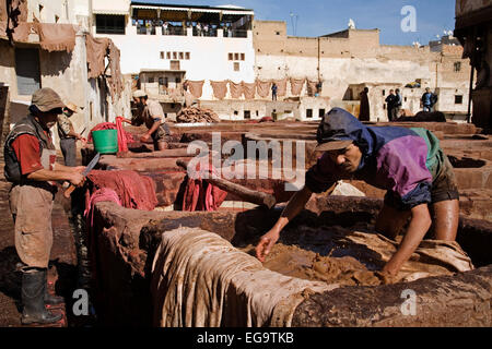 Gerberei Medina Fes Fes el Bali Marokko Barrio de Los Curtidores de la Medina de Fes Fes el Bali marruecos Stockfoto