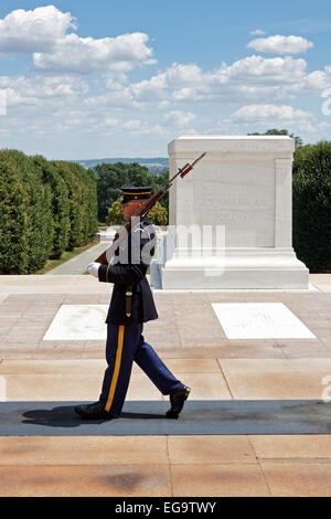 Ehrenwache am Grabmal des unbekannten Soldaten, Nationalfriedhof Arlington, Virginia, USA Stockfoto