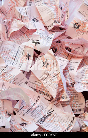 Lotto und EuroMillions Tickets verlieren vermasselt Stockfoto