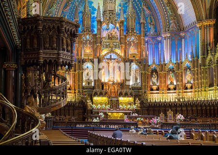 Im Inneren der Notre Dame Basilika Montreal, Kanada Stockfoto