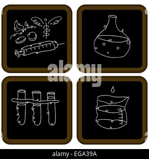 Ein Bild der Tafel Biologie Symbole. Stockfoto