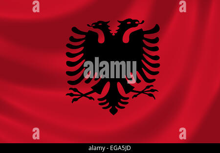 Flagge von Albanien im Wind wehende Stockfoto