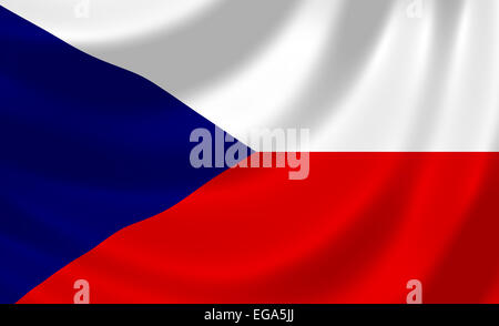 Flagge der Tschechischen Republik im Wind wehende Stockfoto