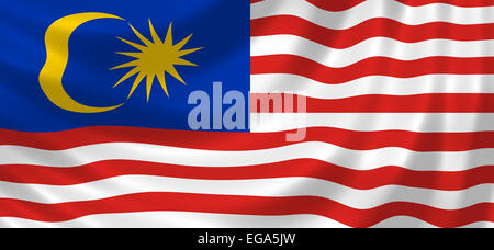 Flagge von Malaysia im Wind wehende Stockfoto