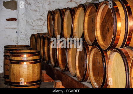 Fässer Schießpulver Upnor Castle in Kent, England, UK Stockfoto