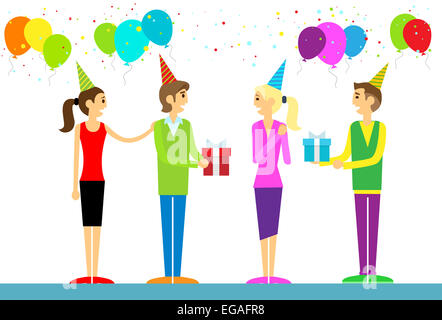 alles Gute zum Geburtstag lockere Gruppe von Menschen paar Stockfoto