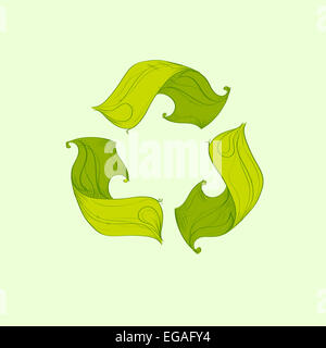 Recycling-Symbol gemacht aus Blätter Logo Symbol Vektor Stockfoto