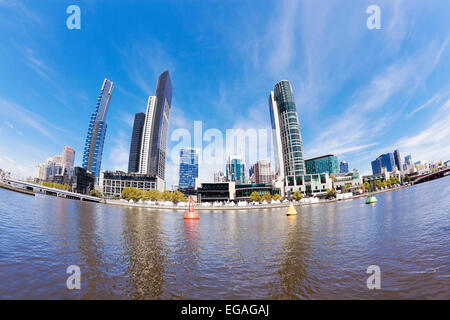 Fisheye Ansicht von Melbourne in der Tageszeit Stockfoto