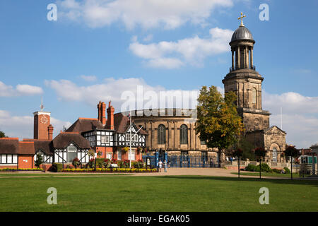 Der Steinbruch-Park und St. Chad Kirche, Shrewsbury, Shropshire, England, Vereinigtes Königreich, Europa Stockfoto