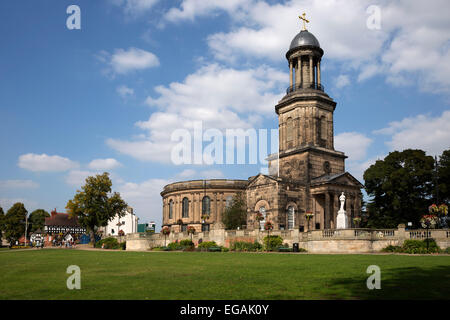 Kirche St. Chad vom Quarry Park, Shrewsbury, Shropshire, England, Vereinigtes Königreich, Europa Stockfoto