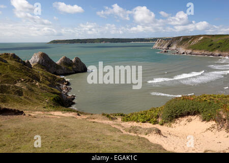 Drei Klippen Bucht, Halbinsel Gower, Swansea, West Glamorgan, Wales, Vereinigtes Königreich, Europa Stockfoto