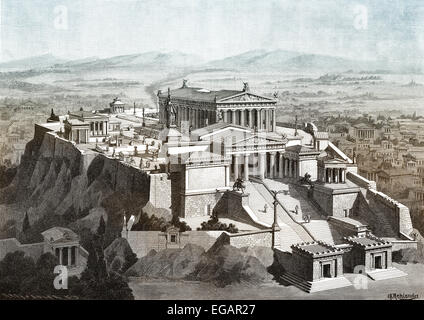 Rekonstruktion der Akropolis von Athen, Griechenland Stockfoto