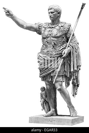Augustus oder Imperator Caesar Divi Filius Augustus; Gaius Octavius, 63 v. Chr. - 14 n. Chr., der Gründer des römischen Reiches Stockfoto