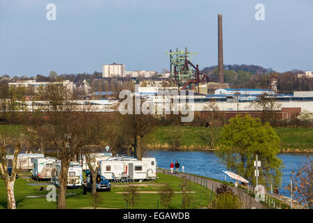 Fluss Ruhr bei Hattingen, Campingplatz Stockfoto