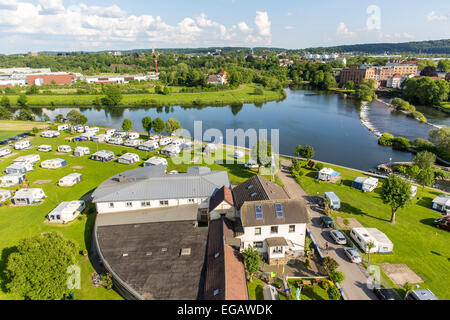 Fluss Ruhr bei Hattingen, Campingplatz Stockfoto