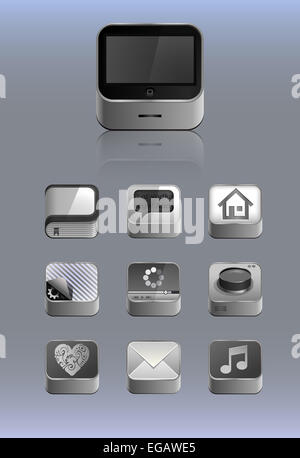 Detaillierte Symbole für smartphone Stockfoto