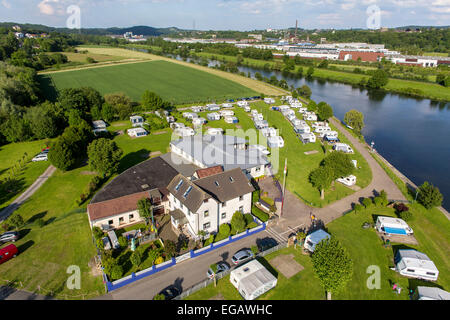 Fluss Ruhr bei Hattingen, Campingplatz Stockfoto