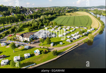 Fluss Ruhr bei Hattingen, Campingplatz Stockfoto