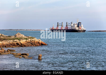 Petroleum Tanker unterwegs, Corpus Christi Fahrrinne. Stockfoto