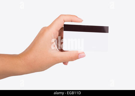 Hand-Kreditkarte isoliert auf weißem Hintergrund Stockfoto