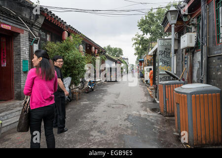 Alltag in Hutongs von Peking Stockfoto