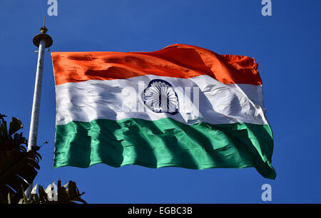 Indische Flagge Tringa Flying High am Independence Day India höchste Nationalflagge in Indien Stockfoto