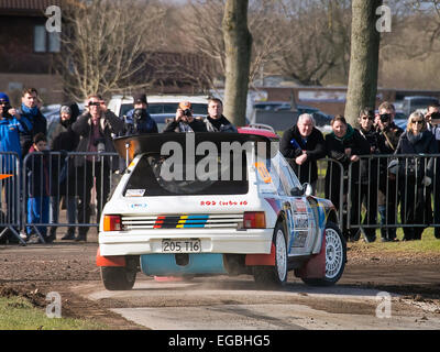 Warwickshire, UK. 21. Februar 2015. Peugeot T16 Rally Car auf Rennen Retro special stage 21.02.2015 Credit: Martyn Goddard/Alamy Live News Stockfoto