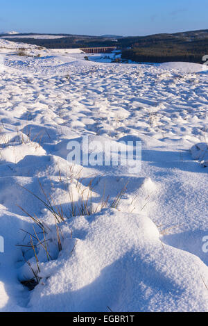 Große Wasser der Flotte-Viadukt im Winterschnee, in der Nähe von Gatehouse of Fleet, Dumfries & Galloway, Schottland Stockfoto