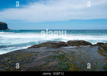 Ansicht von Bilgola Beach, einem beliebten Strand und einer der berühmten Sydneys Nordstrände, new South Wales, Australien Stockfoto