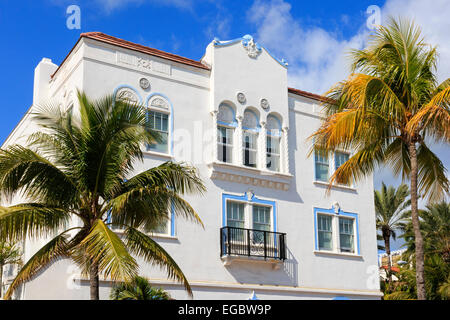 Art-Deco-Bauplanung am Ocean Drive, South Beach Miami, Florida, USA Stockfoto